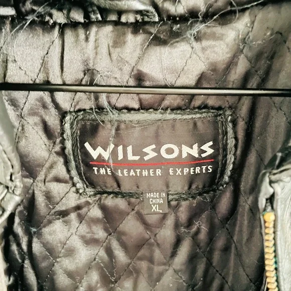 Wilsons Black Leather Toggle Long Hood Jacket XL - Picture 5 of 6